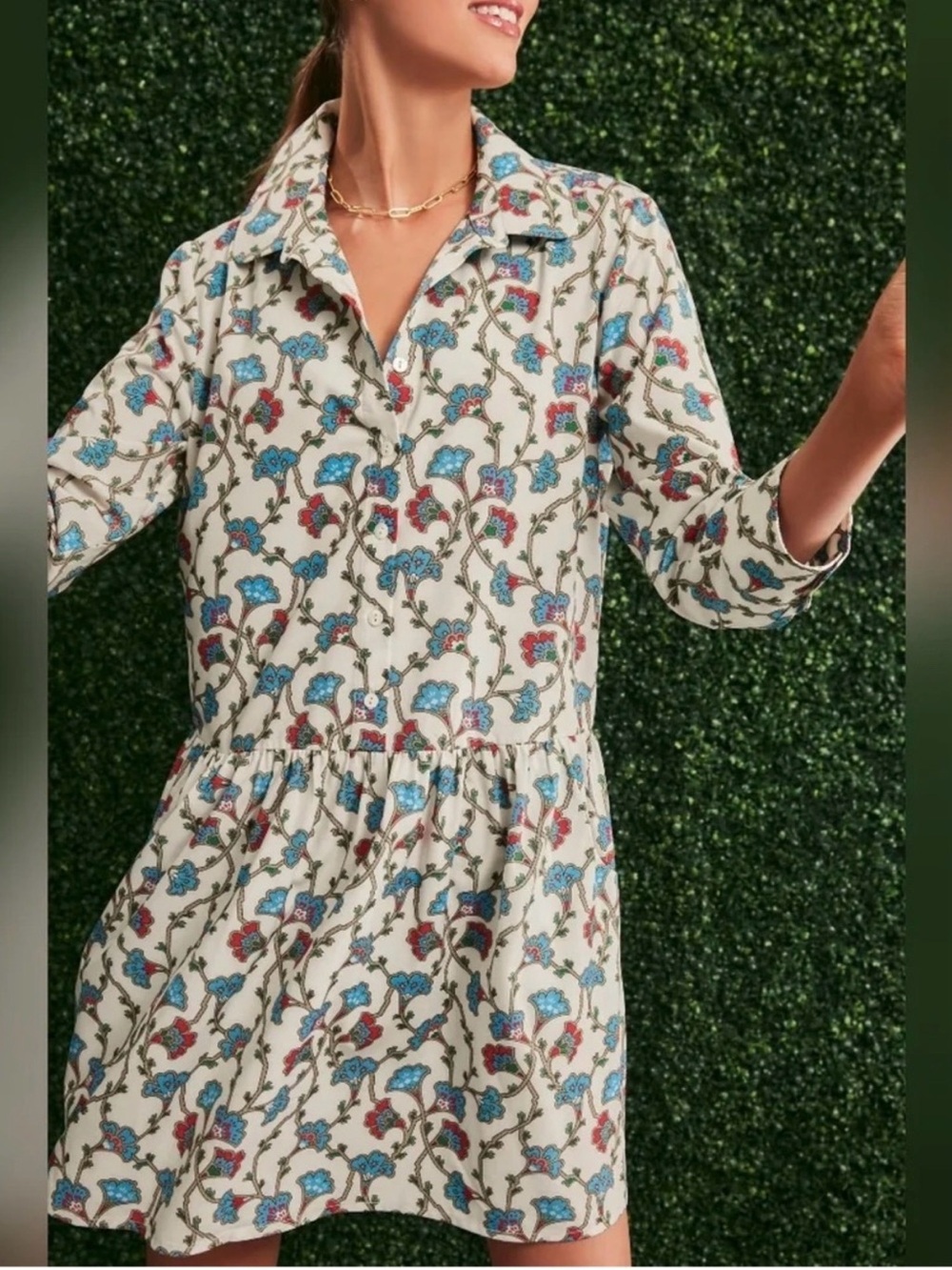 Tuckernuck Hayes Collared Shirt Dress Summer Vines